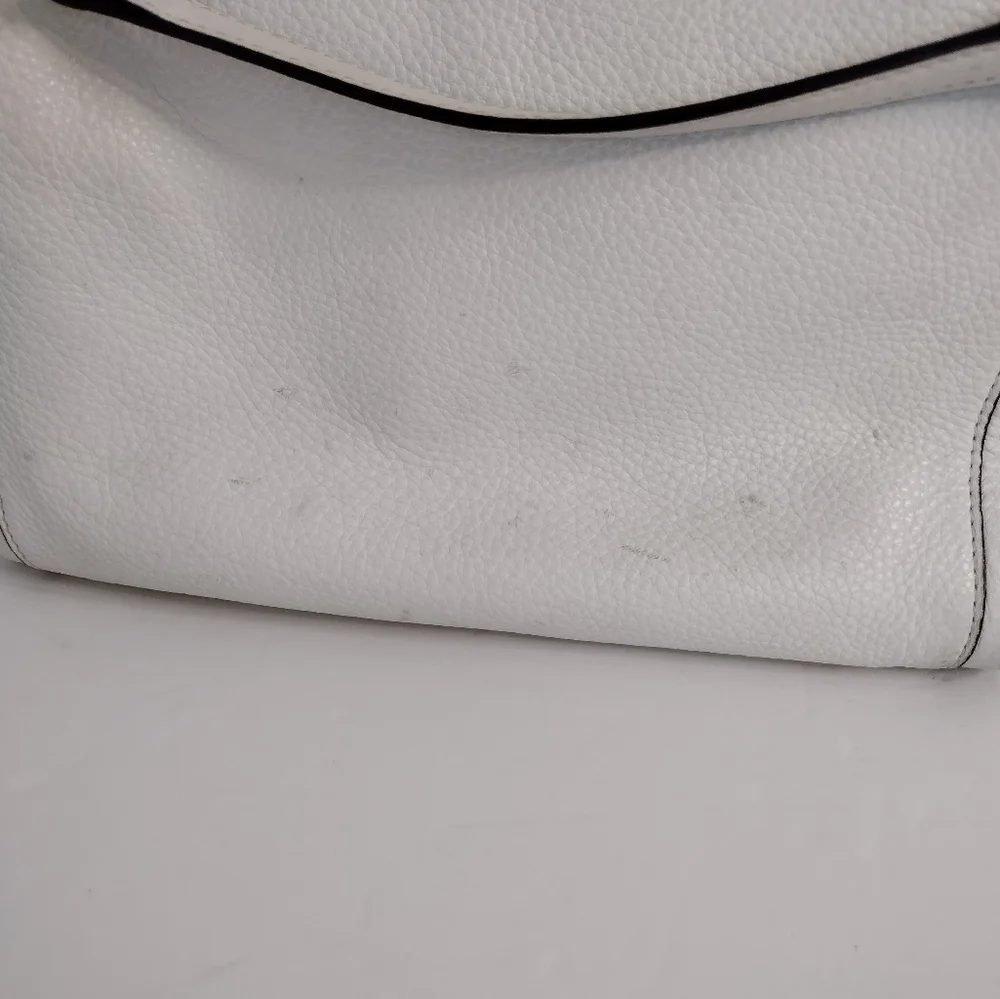 Michael Kors Newbury Leather Shoulder Bag Gold Chain Handles Off White - Picture 5 of 10